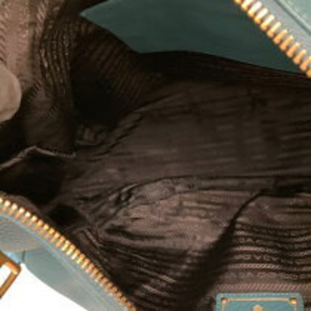 Prada Vitello Dino Semi Shoulder Bag Green Leather - Picture 9 of 10